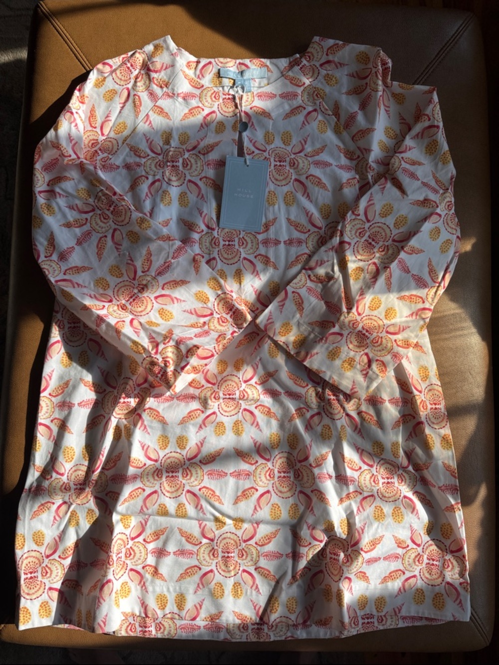Hill house size M White 100% cotton Floral Printed Tunic dress